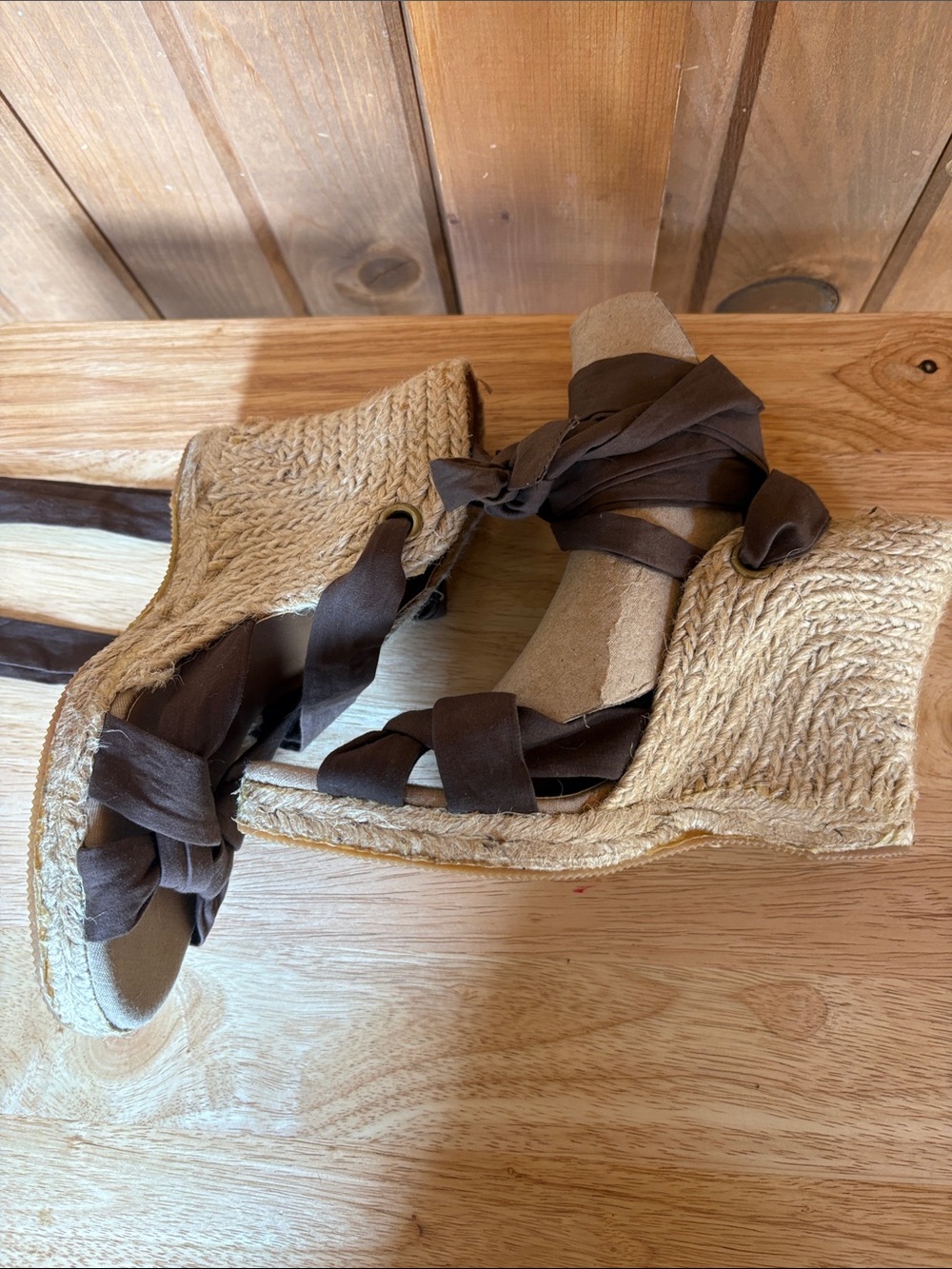 Old Navy Jute Ankle Wrap Sandal - Picture 2 of 4